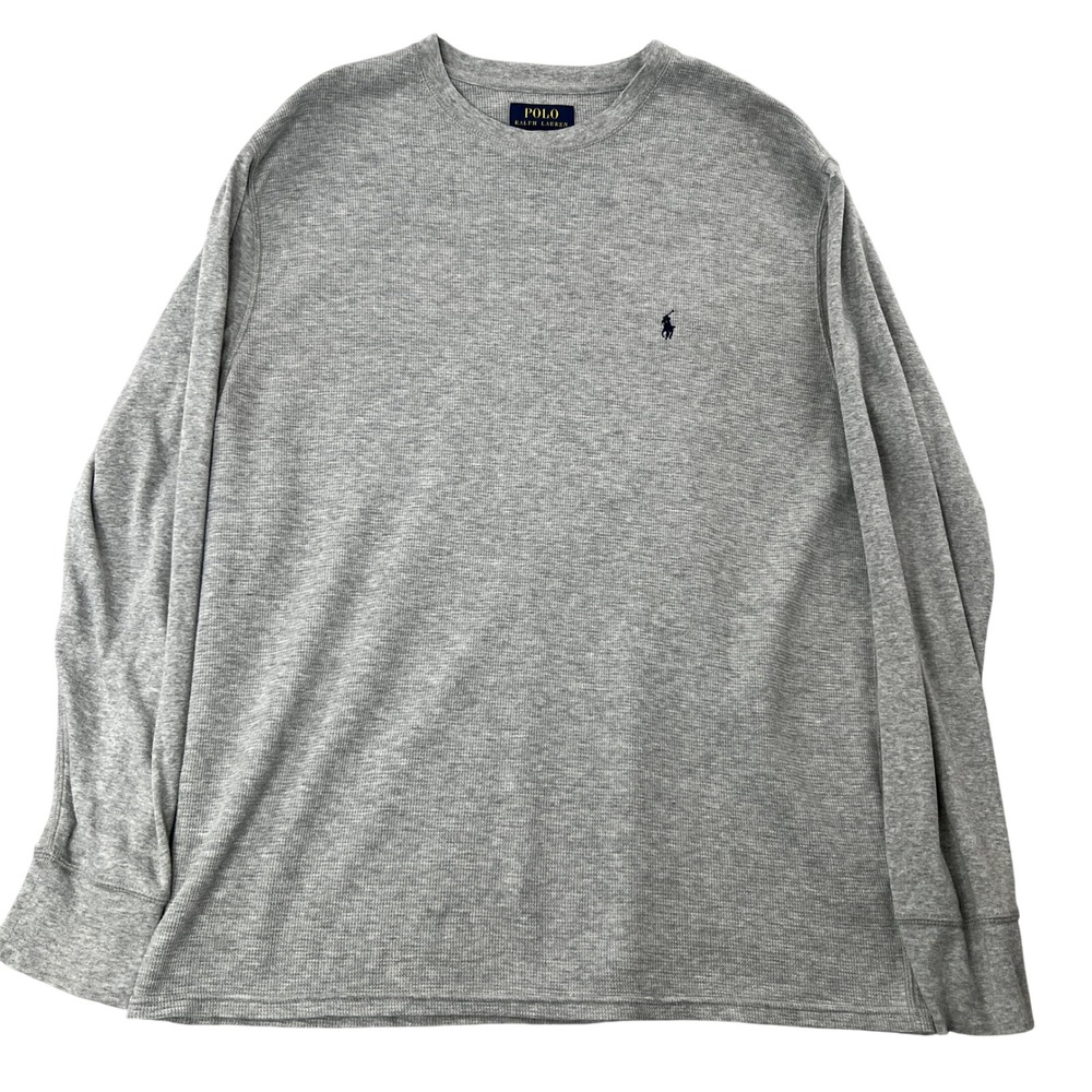 Polo Ralph Lauren Waffle Knit Thermal XL Grey Long Sleeve Crew Neck Pony Men